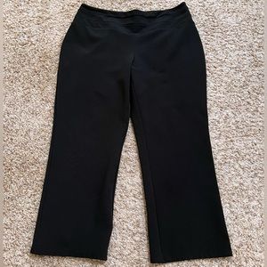 [JasonMaxWell] Black PullOn Elastic Waist Stretch Wide Leg Textured Career Pants